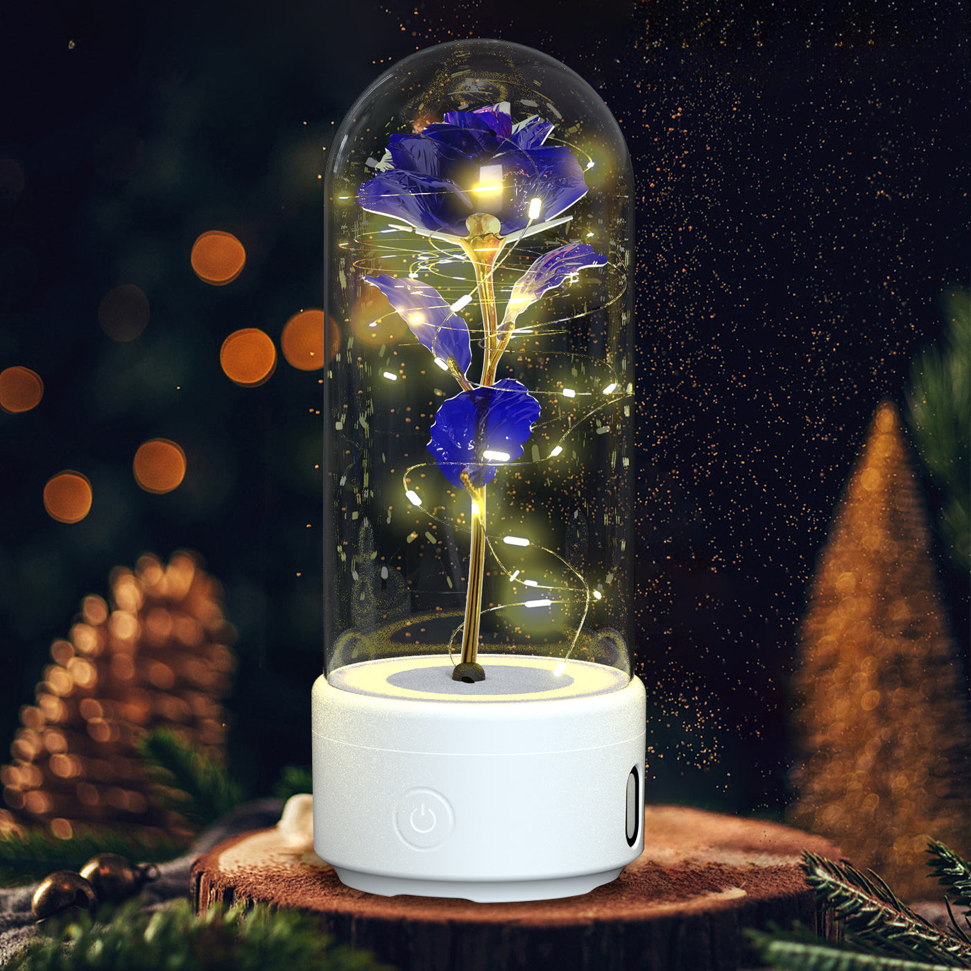Creative 2 In 1 Rose Flowers LED Light And Bluetooth Speaker Valentine's Day Gift Rose Luminous Night Light Ornament In Glass Cover Au+hentic Sport Spot