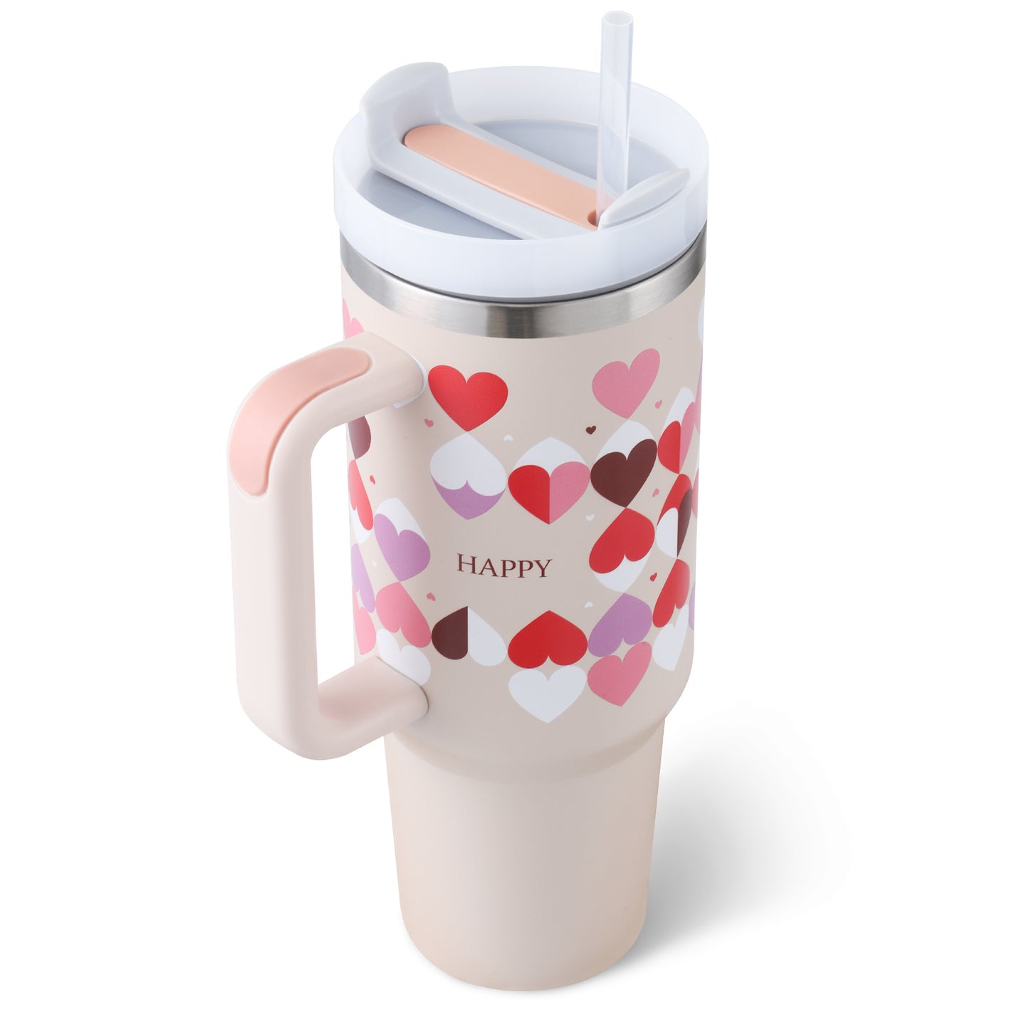 40 Oz Tumbler With Handle Straw Insulated, Stainless Steel Spill Proof Vacuum Coffee Cup Tumbler With Lid Tapered Mug Gifts For Valentine Lover Suitable For Car Gym Office Travel Au+hentic Sport Spot