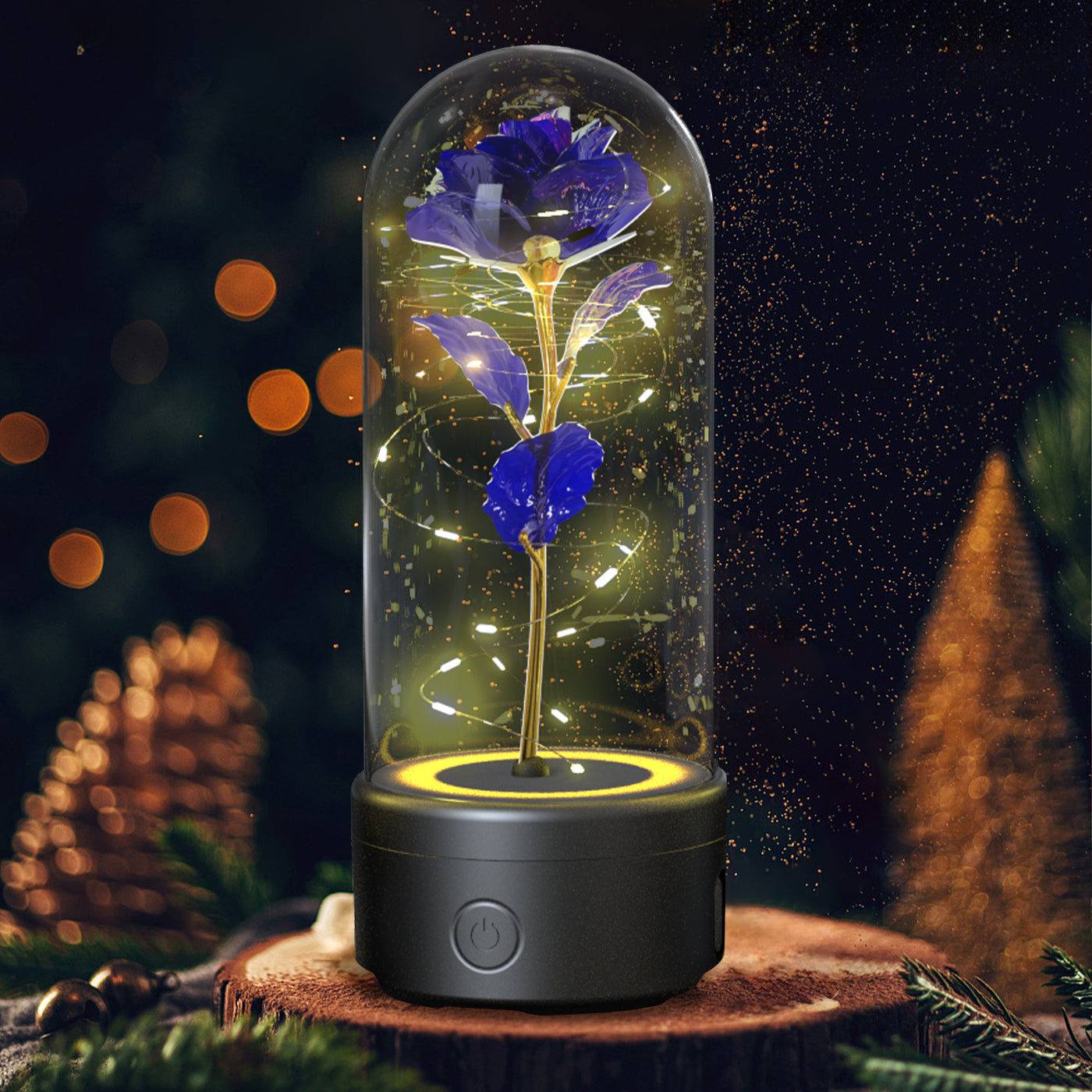 Creative 2 In 1 Rose Flowers LED Light And Bluetooth Speaker Valentine's Day Gift Rose Luminous Night Light Ornament In Glass Cover Au+hentic Sport Spot