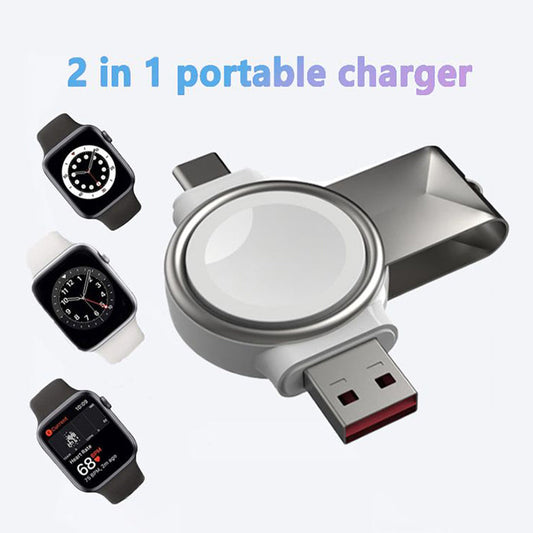 2 In 1 Magnetic Watch Wireless Charger Interface For Apple Watch IWatch Fast Charging Portable Type-C USB Au+hentic Sport Spot