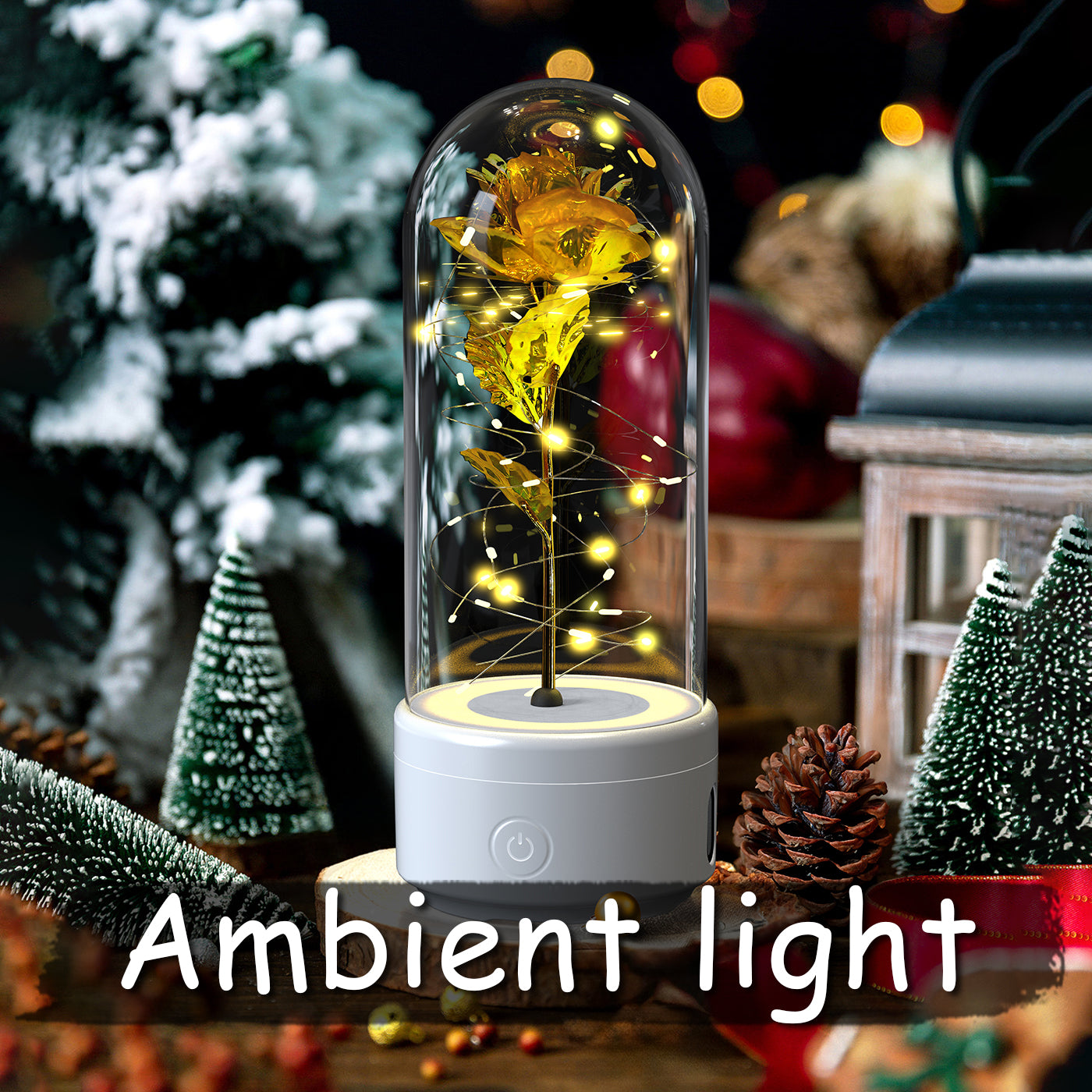 Creative 2 In 1 Rose Flowers LED Light And Bluetooth Speaker Valentine's Day Gift Rose Luminous Night Light Ornament In Glass Cover Au+hentic Sport Spot