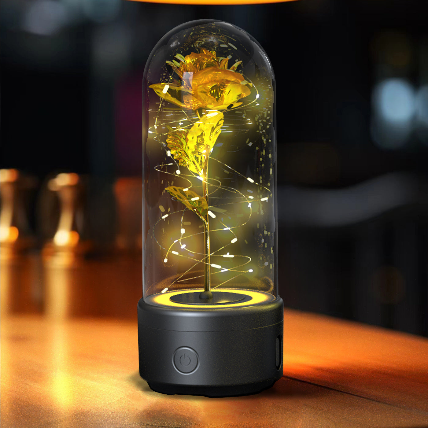 Creative 2 In 1 Rose Flowers LED Light And Bluetooth Speaker Valentine's Day Gift Rose Luminous Night Light Ornament In Glass Cover Au+hentic Sport Spot