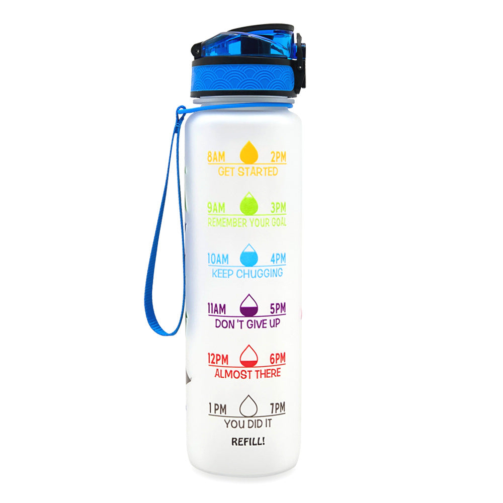 32Oz  BPA-free, Leak-Proof Drinking Motivational Water Bottle W/ Time Marker, Encourages You to Drink Water Throughout the Day - Sports, Fitness, and the Outdoors Inspirational Water Bottles W/ Carry Strap Kids Water Bottle for School Without BPA Au+hentic Sport Spot