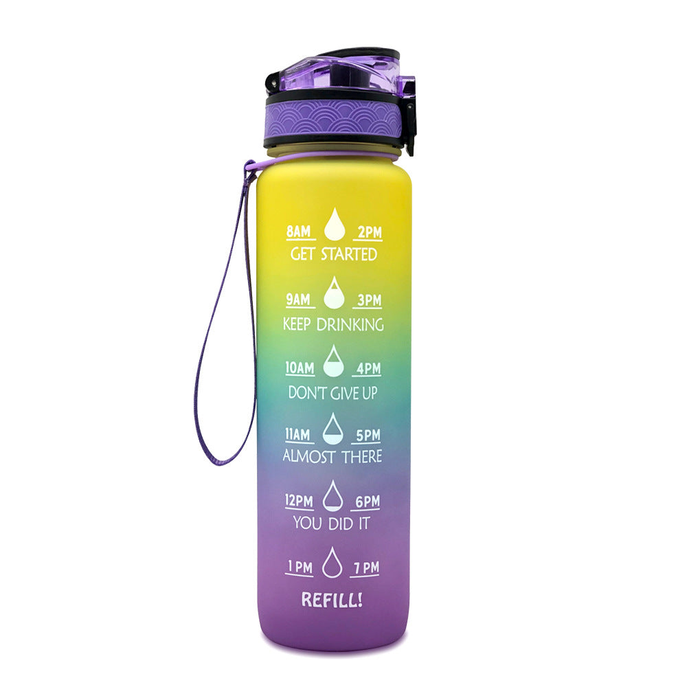 32Oz  BPA-free, Leak-Proof Drinking Motivational Water Bottle W/ Time Marker, Encourages You to Drink Water Throughout the Day - Sports, Fitness, and the Outdoors Inspirational Water Bottles W/ Carry Strap Kids Water Bottle for School Without BPA Au+hentic Sport Spot