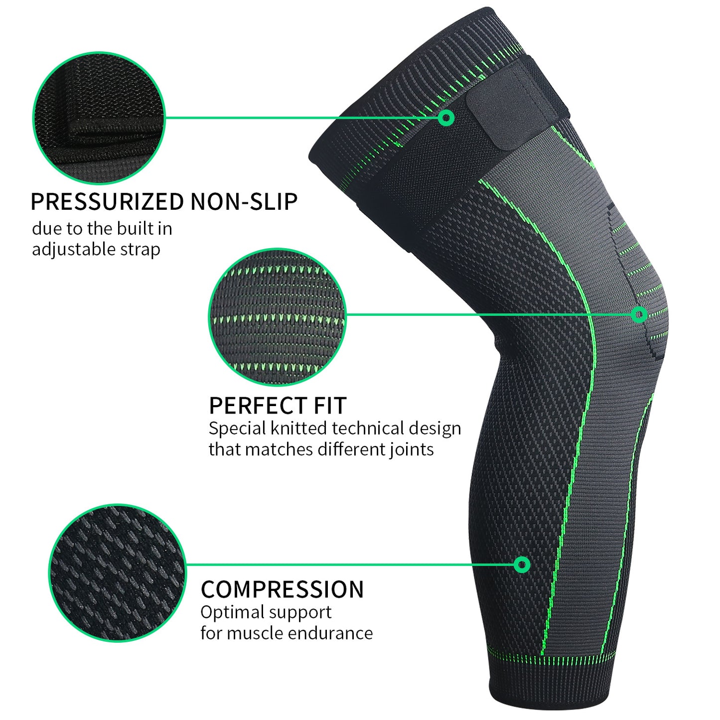 Full Legg Compression Sleeves Women's and men's full leg compression sleeves, as well as extra-long leg and calf braces Basketball, football, knee pain, exercise, joint pain, arthritis, running, ACL, and knee sleeve Au+hentic Sport Spot