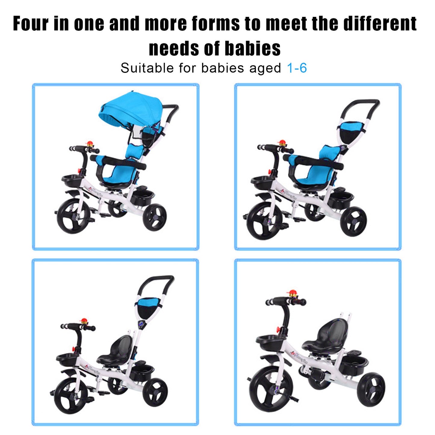 5-in-1 Baby Ride-On Tricycle Trike Stroller for Toddler Push Toddler Steel Play Toddler Tricycle Au+hentic Sport Spot