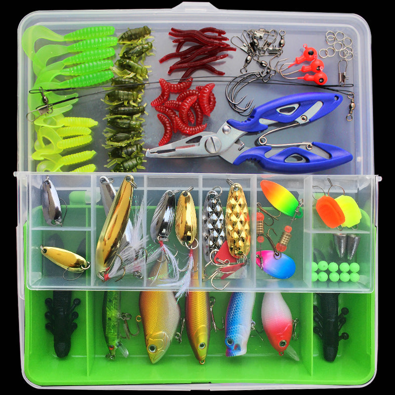 Fishing Bait Set Lure Set 101-piece Set of Fishing Lures and Tackle for Bass, Trout, and Salmon in Freshwater and Saltwater, including Spoon Lures, Soft Plastic Worms, Crankbait, Jigs, and Topwater Lures. Fishing Bait Au+hentic Sport Spot