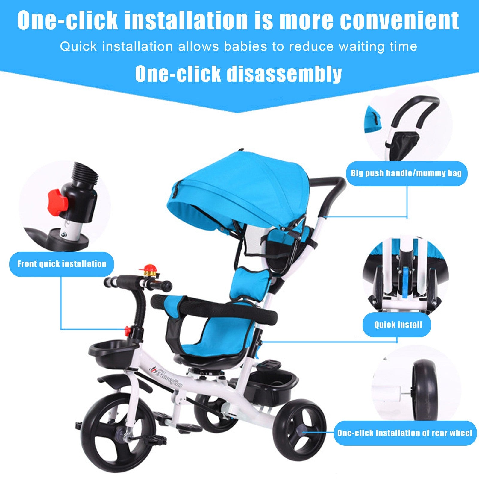 5-in-1 Baby Ride-On Tricycle Trike Stroller for Toddler Push Toddler Steel Play Toddler Tricycle Au+hentic Sport Spot