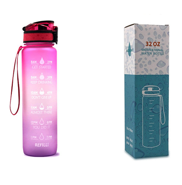 32Oz  BPA-free, Leak-Proof Drinking Motivational Water Bottle W/ Time Marker, Encourages You to Drink Water Throughout the Day - Sports, Fitness, and the Outdoors Inspirational Water Bottles W/ Carry Strap Kids Water Bottle for School Without BPA Au+hentic Sport Spot