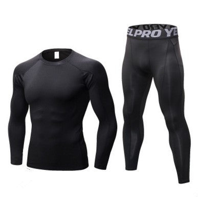 Men's Fitness Running Compression Training 2 piece Tights Long-sleeved Shirt Pants Leggings Sports Suit Fitness Sportswear Au+hentic Sport Spot