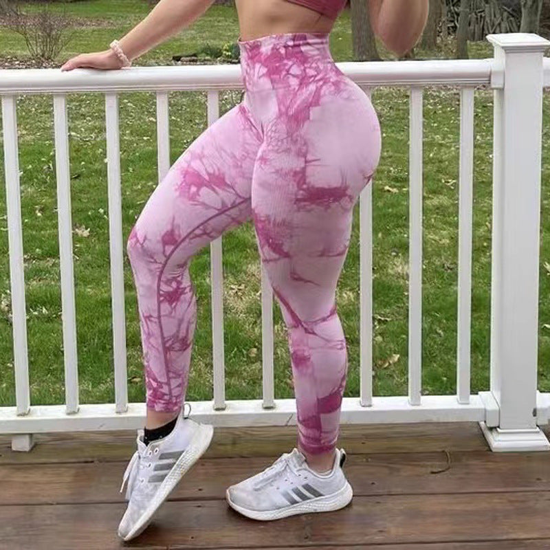 VibrantFit Tie-Dye Bliss Leggings: Seamless Yoga Pants for Women - Power Moves Gym Legging Au+hentic Sport Spot