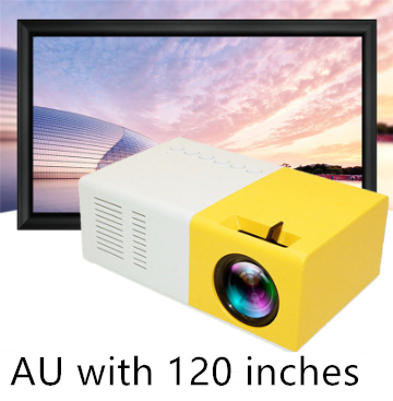 Mini 1080P Portable Projector 3D Hd Yg300 Mini Projector with USB Audio and LED Home Entertainment HDMI Compatibility Au+hentic Sport Spot