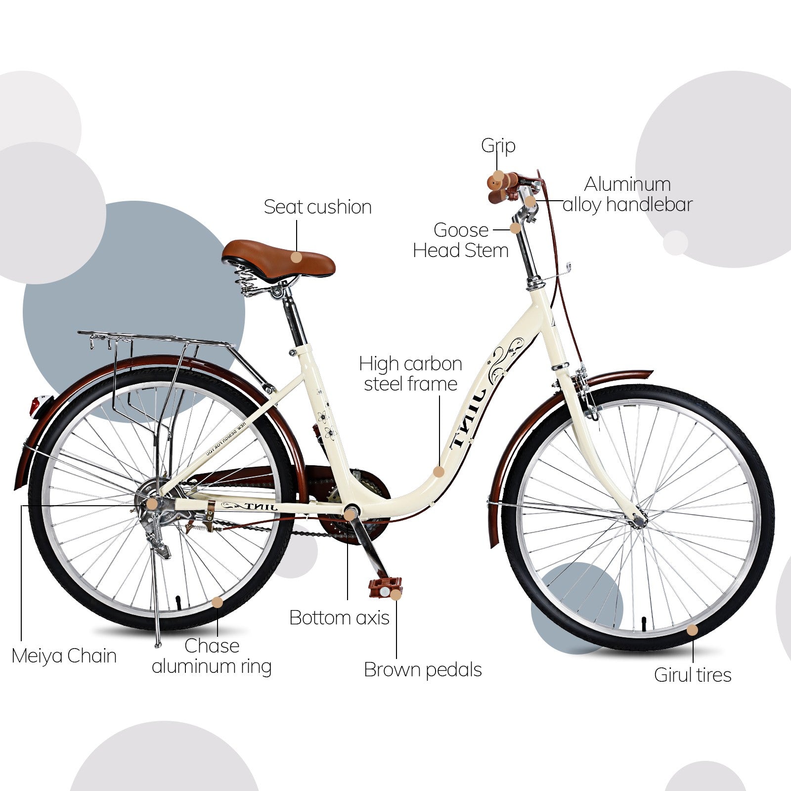 26 inch Classic Bicycle Retro Bicycle Beach Cruiser Bicycle Retro Bicycle Au+hentic Sport Spot