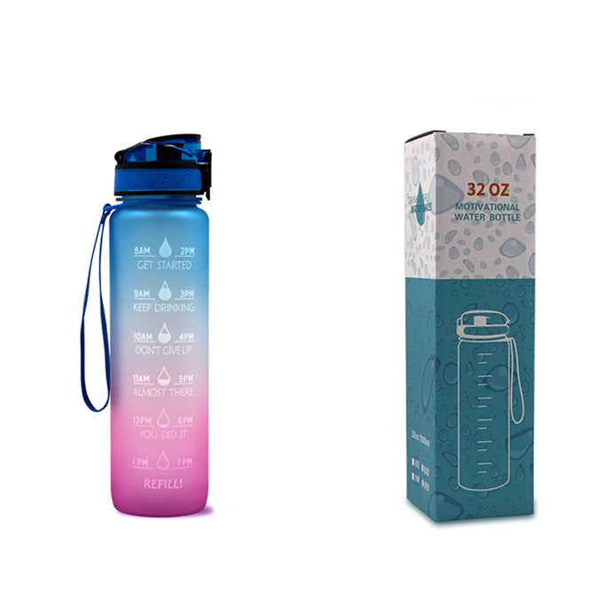 32Oz  BPA-free, Leak-Proof Drinking Motivational Water Bottle W/ Time Marker, Encourages You to Drink Water Throughout the Day - Sports, Fitness, and the Outdoors Inspirational Water Bottles W/ Carry Strap Kids Water Bottle for School Without BPA Au+hentic Sport Spot