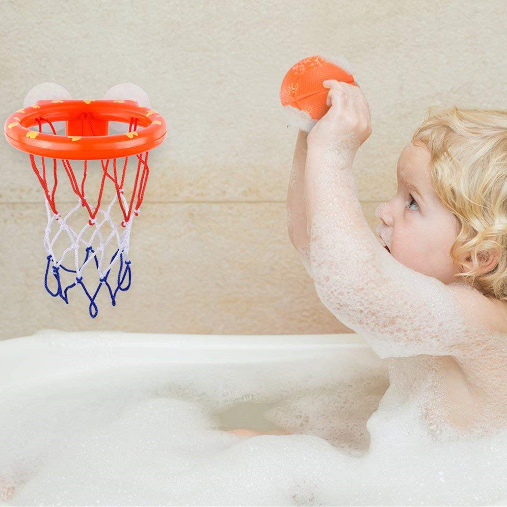 Bathroom Basketball Stand Children's Bath Shooting Toy Strong Suction Cups and a Basketball Hoop 6 ball set for children's bathroom bathtub shooting game Au+hentic Sport Spot