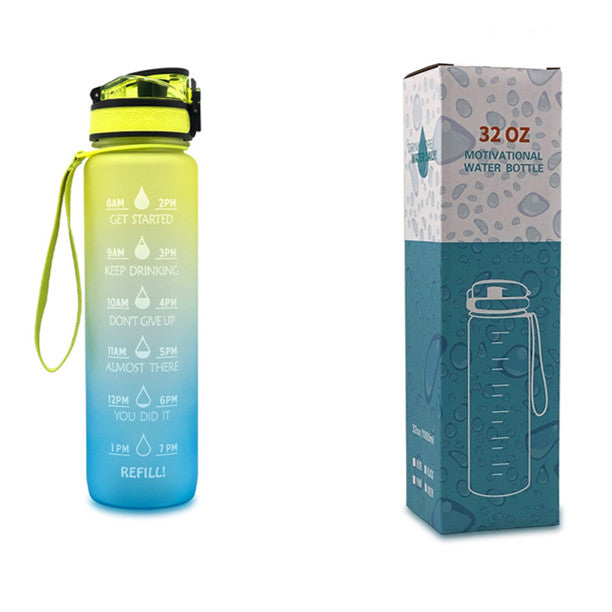32Oz  BPA-free, Leak-Proof Drinking Motivational Water Bottle W/ Time Marker, Encourages You to Drink Water Throughout the Day - Sports, Fitness, and the Outdoors Inspirational Water Bottles W/ Carry Strap Kids Water Bottle for School Without BPA Au+hentic Sport Spot