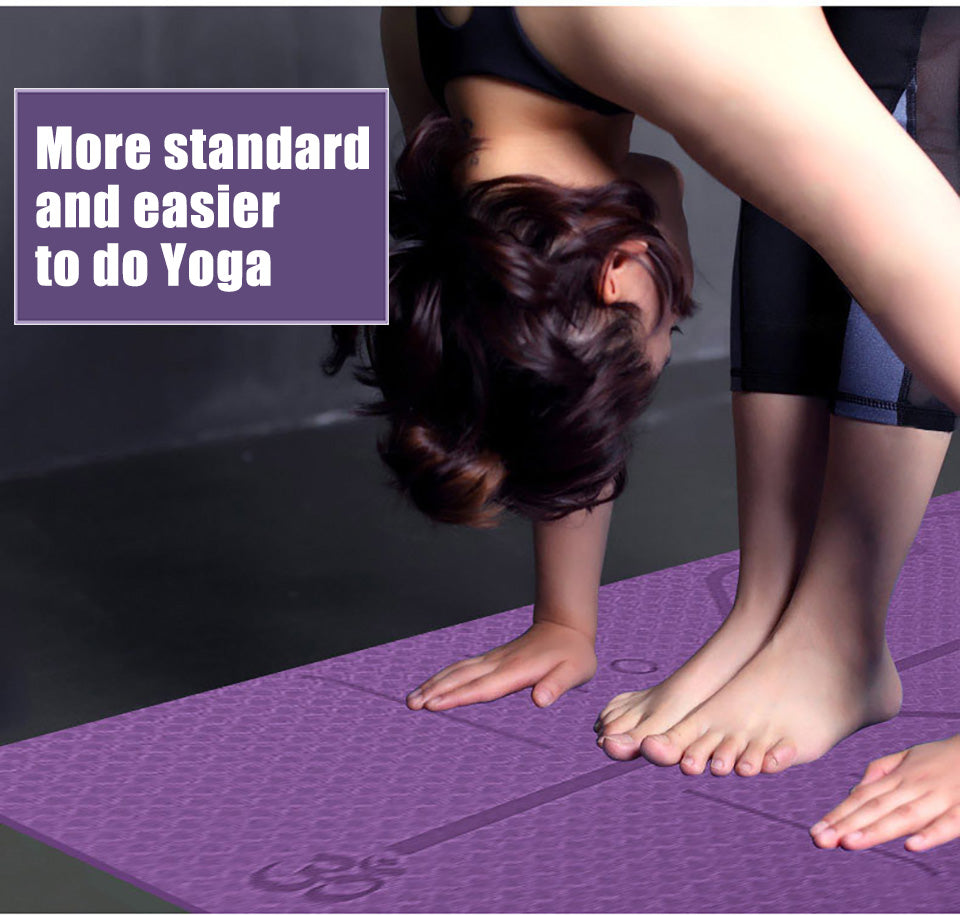 "Eco-Friendly Non-Slip Yoga Mat with Position Lines for Sweat-Resistant Workouts Au+hentic Sport Spot