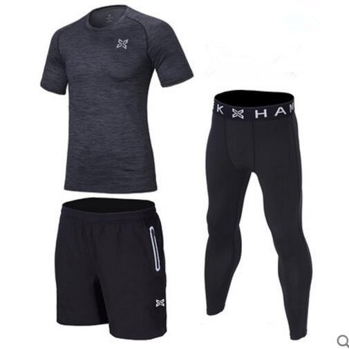 Men's 3 Pcs Set Athletic Sportswear Performance Training Shirt Performance Compression Tights Athletics Shorts Au+hentic Sport Spot
