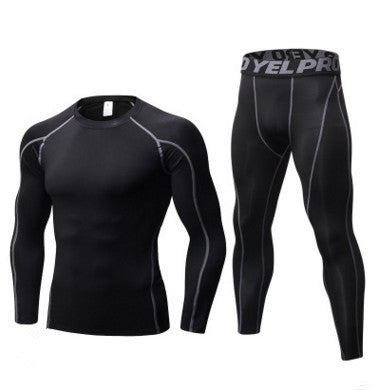 Men's Fitness Running Compression Training 2 piece Tights Long-sleeved Shirt Pants Leggings Sports Suit Fitness Sportswear Au+hentic Sport Spot