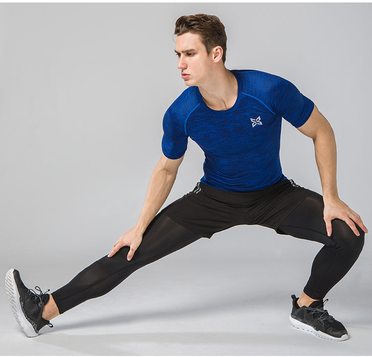 Men's 3 Pcs Set Athletic Sportswear Performance Training Shirt Performance Compression Tights Athletics Shorts Au+hentic Sport Spot