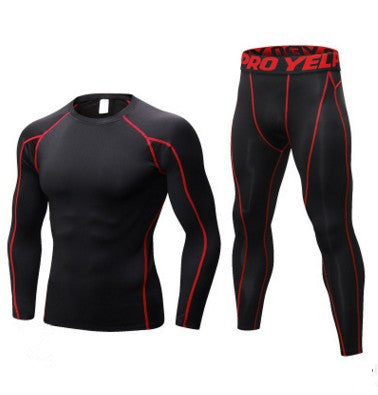 Men's Fitness Running Compression Training 2 piece Tights Long-sleeved Shirt Pants Leggings Sports Suit Fitness Sportswear Au+hentic Sport Spot