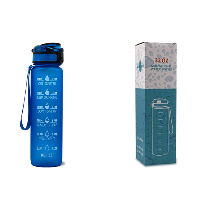 32Oz  BPA-free, Leak-Proof Drinking Motivational Water Bottle W/ Time Marker, Encourages You to Drink Water Throughout the Day - Sports, Fitness, and the Outdoors Inspirational Water Bottles W/ Carry Strap Kids Water Bottle for School Without BPA Au+hentic Sport Spot