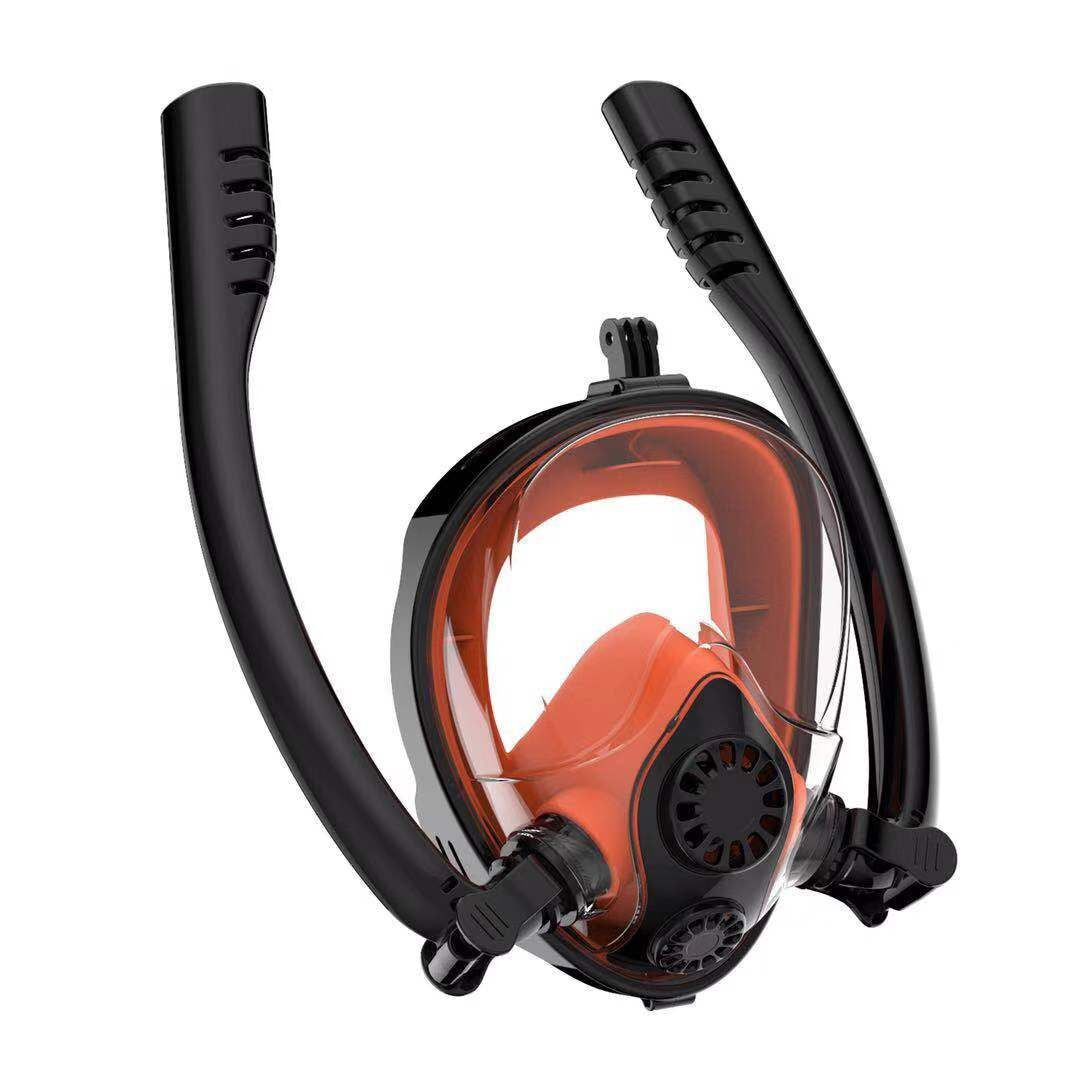 Diving Mask Full-face Anti-Fogging Scuba Diving Mask with Double Tube Mask, Free Breathing, 180-Degree Panoramic Viewing, Anti-Fog, Anti-Leak Camera Mount, Snorkeling Mask for Adults Diving Mask Full Dry Snorkeling Suit Adult Swimming Anti-fog Mask Au+hentic Sport Spot