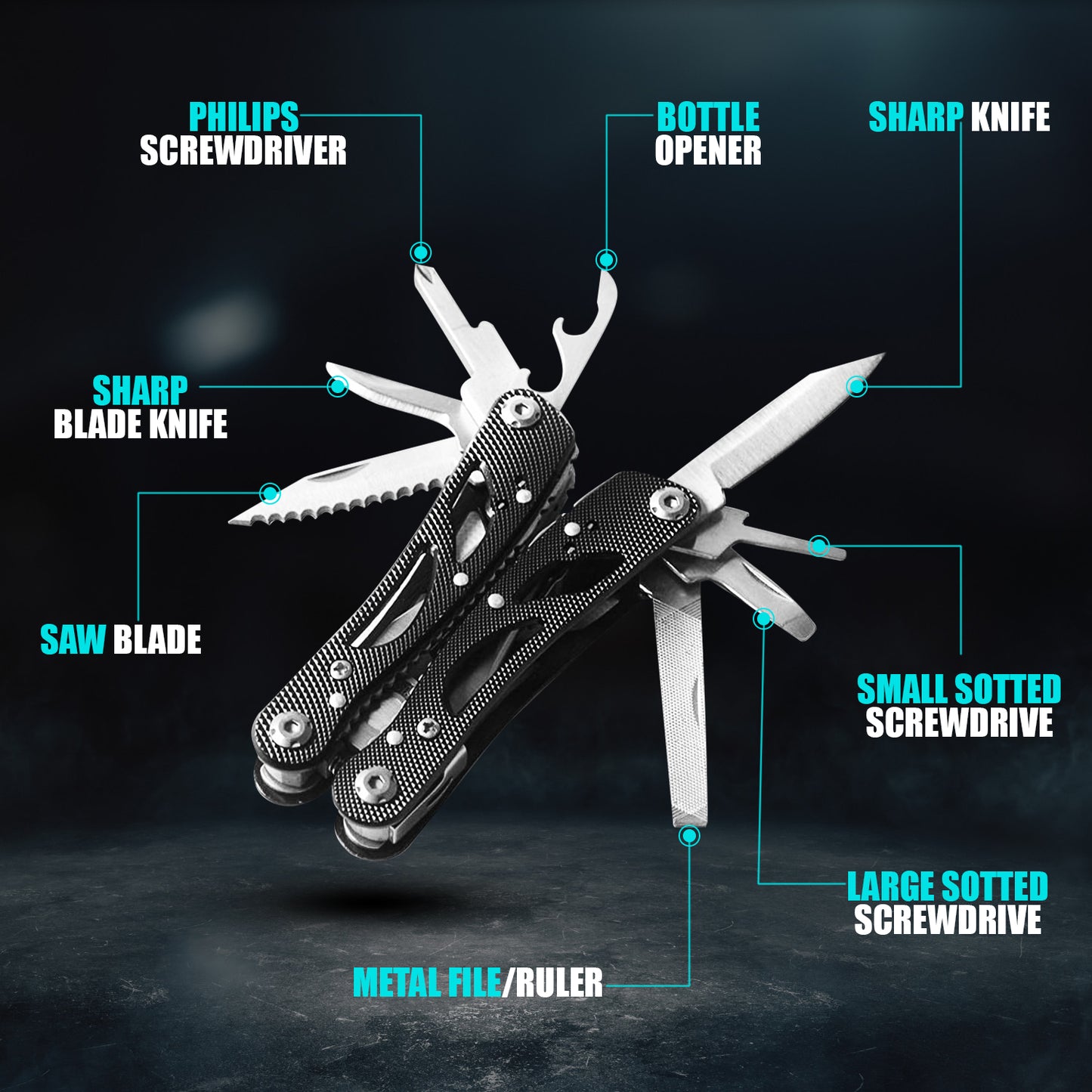 Multifunctional Tool Pliers Outdoor Survival Kit Pocket Survival Folding Multi Tool with Screwdriver Bits Set Outdoor Fishing Camping Accessories Emergency Multifunctional Gift Au+hentic Sport Spot