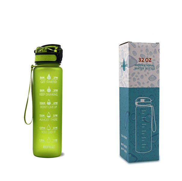 32Oz  BPA-free, Leak-Proof Drinking Motivational Water Bottle W/ Time Marker, Encourages You to Drink Water Throughout the Day - Sports, Fitness, and the Outdoors Inspirational Water Bottles W/ Carry Strap Kids Water Bottle for School Without BPA Au+hentic Sport Spot